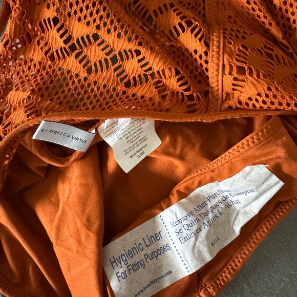 BECCA SWIM Orange Crochet One-Piece Swimsuit - Picture 4 of 8